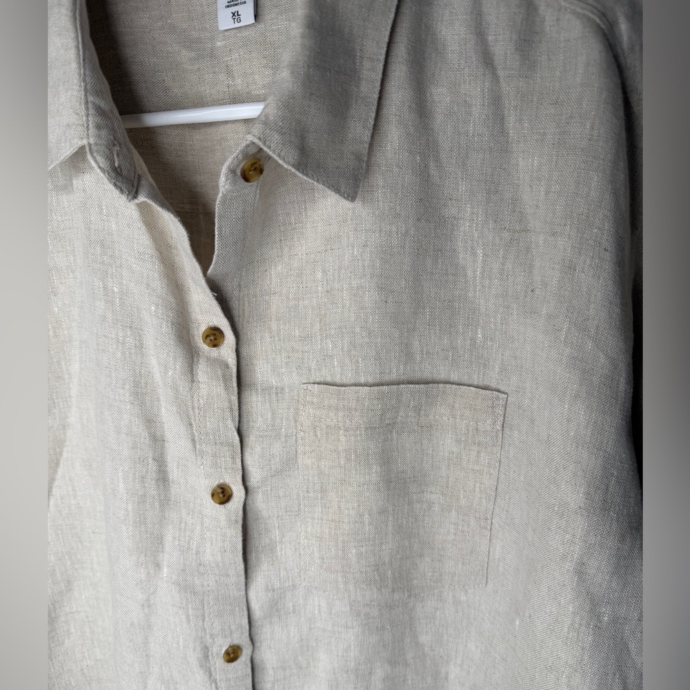 Athleta Retreat Linen Top Size XL in Undyed Color 100% Linen Breathable - Picture 10 of 15